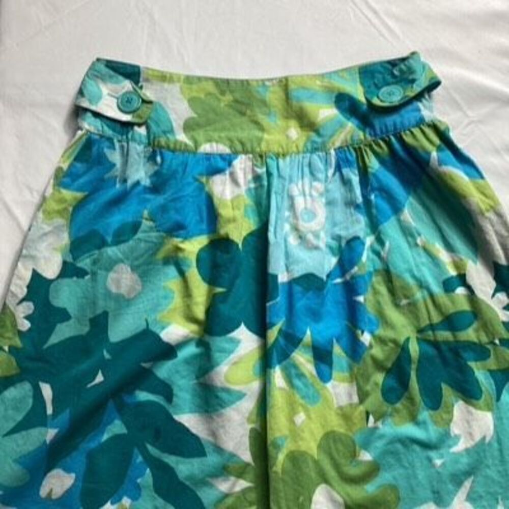Madison Women’s Flower Power Floral Lined Skirt Sz M 70s Blue Green